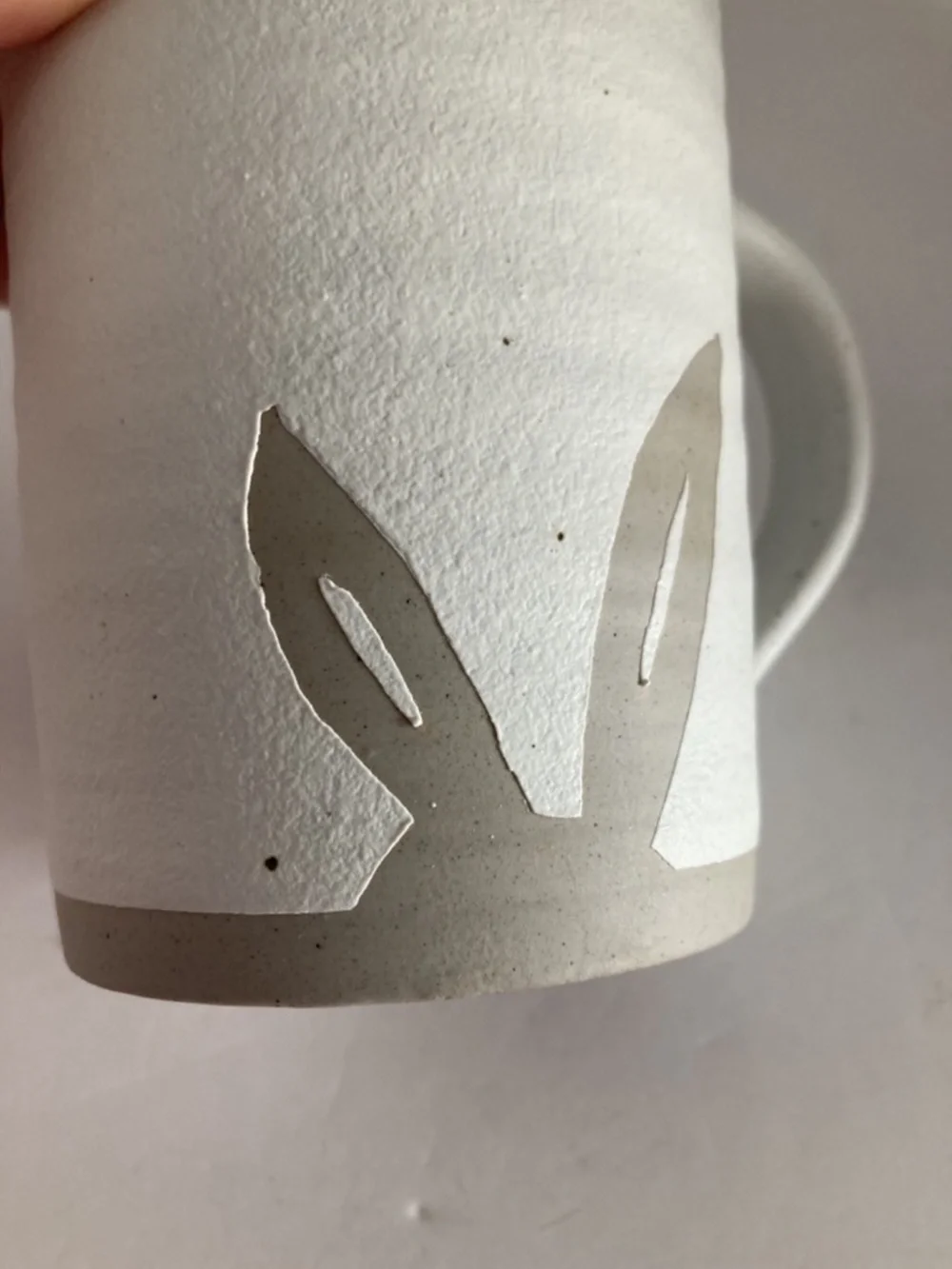 Pottery Barn Farmstead Rabbit Mug Bunny Ears Stoneware 16oz Off-White EUC